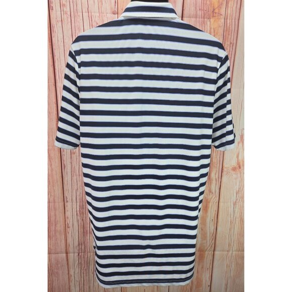 RLX Ralph Lauren Mens Striped Polo Shirt Large Navy - Picture 2 of 7